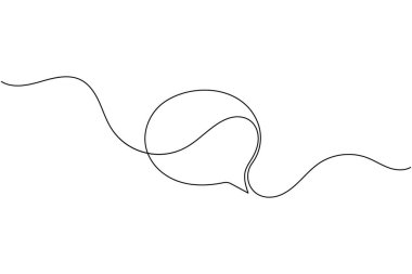 Konuşma balonu mesaj simgesi minimalist ince doğrusal vektör illüstrasyonunun sürekli bir satır çizimi