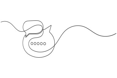 Konuşma balonu mesaj simgesi minimalist ince doğrusal vektör illüstrasyonunun sürekli bir satır çizimi