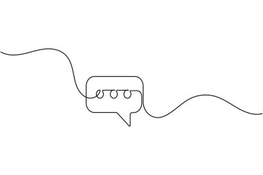 Konuşma balonu mesaj simgesi minimalist ince doğrusal vektör illüstrasyonunun sürekli bir satır çizimi