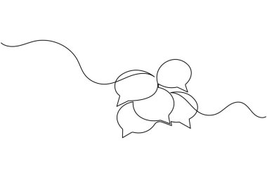 Konuşma balonu mesaj simgesi minimalist ince doğrusal vektör illüstrasyonunun sürekli bir satır çizimi