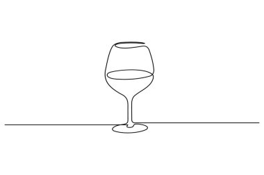 Şampanya kadehleri minimalist kutlama illüstrasyonunu çizmek için tek sıra halinde.