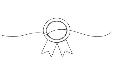 Kurdeleli ödül madalyası. Minimalist ödüllü vektör illüstrasyonu.