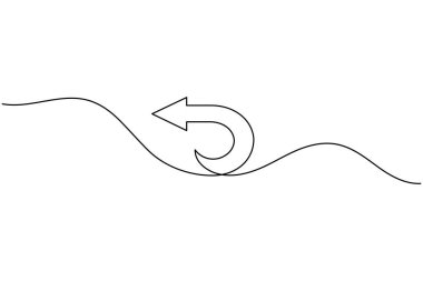 Aralıksız bir çizgi çizerek minimalist yön vektör çizimi