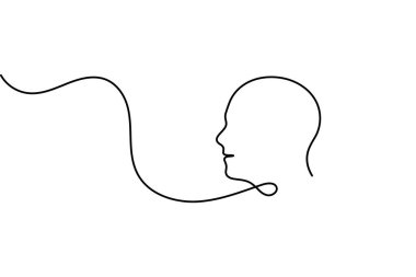 İnsan yüzü profili minimalist tarzda izole edilmiş tasvirler çizer.