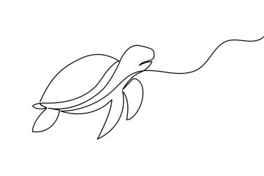 Kaplumbağa sürekli bir çizgi basit minimalist deniz hayvanı tasarımı çizer