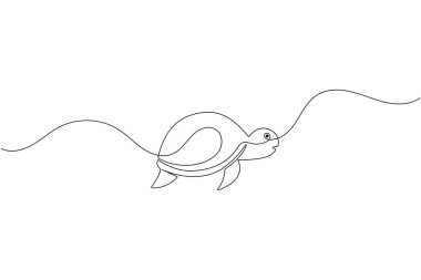 Kaplumbağa sürekli bir çizgi basit minimalist deniz hayvanı tasarımı çizer