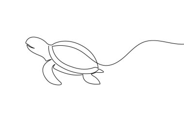 Kaplumbağa sürekli bir çizgi basit minimalist deniz hayvanı tasarımı çizer