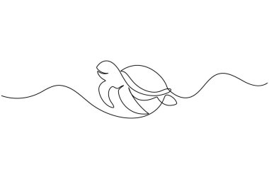 Kaplumbağa sürekli bir çizgi basit minimalist deniz hayvanı tasarımı çizer