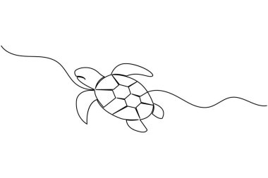 Kaplumbağa sürekli bir çizgi basit minimalist deniz hayvanı tasarımı çizer