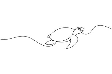 Kaplumbağa sürekli bir çizgi basit minimalist deniz hayvanı tasarımı çizer