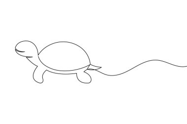 Kaplumbağa sürekli bir çizgi basit minimalist deniz hayvanı tasarımı çizer