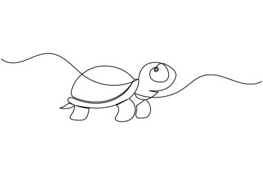 Kaplumbağa sürekli bir çizgi basit minimalist deniz hayvanı tasarımı çizer