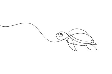 Kaplumbağa sürekli bir çizgi basit minimalist deniz hayvanı tasarımı çizer