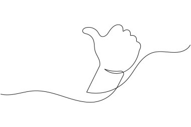 El, el minimalist taslak biçimi gibi sürekli çizgi çizimini başparmak yukarı kaldırır