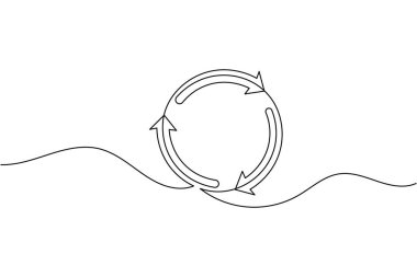 Geri dönüşüm sembolü minimalist çevre dostu tasvir çizimi için sürekli bir çizgi
