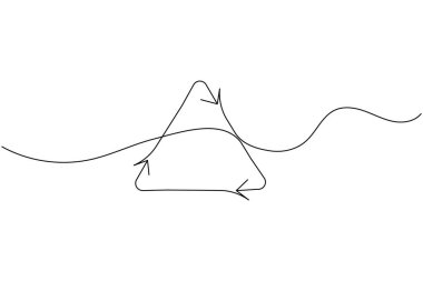 Geri dönüşüm sembolü minimalist çevre dostu tasvir çizimi için sürekli bir çizgi