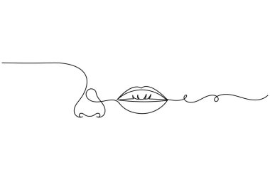  Dudaklar ve burun bir çizgi sanat modern güzellik çizimi için asgari yüz hatları