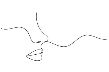  Dudaklar ve burun bir çizgi sanat modern güzellik çizimi için asgari yüz hatları