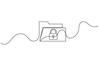 Siber güvenlik kavramları için sürekli satır sanatı içeren güvenlik ve gizlilik simgesi seti