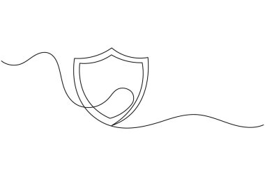 Siber güvenlik kavramları için sürekli satır sanatı içeren güvenlik ve gizlilik simgesi seti