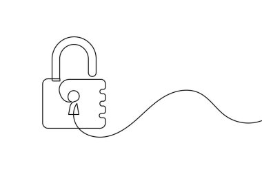 Siber güvenlik kavramları için sürekli satır sanatı içeren güvenlik ve gizlilik simgesi seti