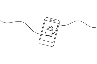 Siber güvenlik kavramları için sürekli satır sanatı içeren güvenlik ve gizlilik simgesi seti