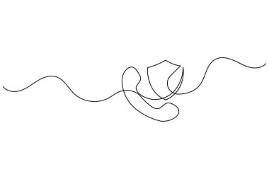 Siber güvenlik kavramları için sürekli satır sanatı içeren güvenlik ve gizlilik simgesi seti