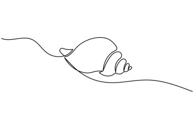 Deniz kabuğu simgesi aralıksız tek satır sanat tarzı asgari tasarım plaj tasarımı