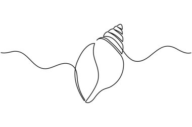 Deniz kabuğu simgesi aralıksız tek satır sanat tarzı asgari tasarım plaj tasarımı