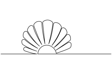Deniz kabuğu simgesi aralıksız tek satır sanat tarzı asgari tasarım plaj tasarımı