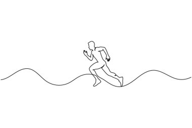 Koşan adam sürekli tek sıra halinde sanat fitness yaşam tarzı