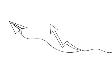 Kağıt uçak aralıksız bir çizgi üzerinde uçuyor.