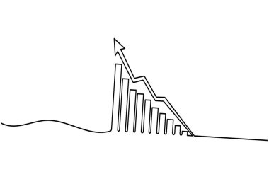 İş büyümesi çubuğu grafiği sürekli tek satır sanat başarısı konsept simgesi