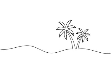Palmiye ağacı aralıksız tek çizgi sanat asgari dış hat vektör simgesi