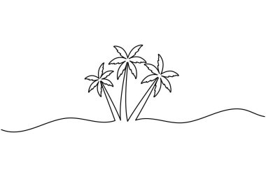 Palmiye ağacı yaz tasarımı için asgari tasarım çizgisi vektör simgesi