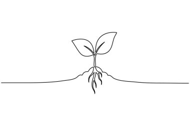 Bitki büyümesi aralıksız bir çizgi sanat minimalist ana hat vektör ikonu tohumlama