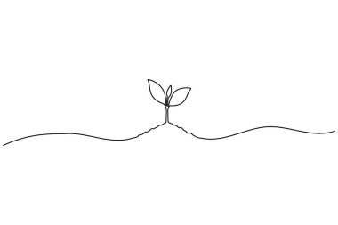 Bitki büyümesi aralıksız bir çizgi sanat minimalist ana hat vektör ikonu tohumlama