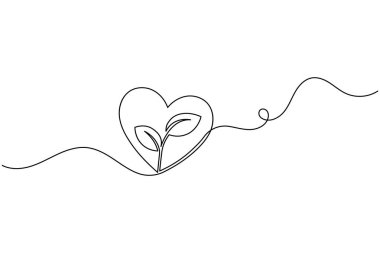 Kalp şeklindeki yaprak dünya çevresi için bir satır sanat devam ediyor.