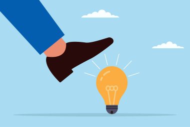 Parlak bir ampulü ezmeye çalışan dev bir ayağın vektör çizimi, ezici baskı ve parlak fikirlerin esnekliği arasındaki savaşı temsil ediyor.