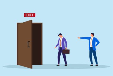 Bir ofis patronunun çalışanını kovması, işyeri otoritesini temsil etmesi, yönetim kararları, ve profesyonel bir ortamda liderliğin zorlukları.