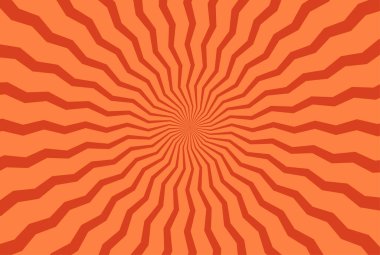 Soyut vektör arkaplanı turuncu zigzag radyan çizgileri ile hipnotik spiral desen, dinamik geometrik tasarım retro stil, optik illüzyon ve yaratıcı grafik dekorasyon yaratıyor.