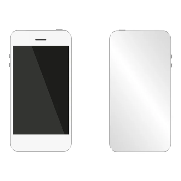 Set che consiste nella parte posteriore e anteriore del telefono bianco — Vettoriale Stock