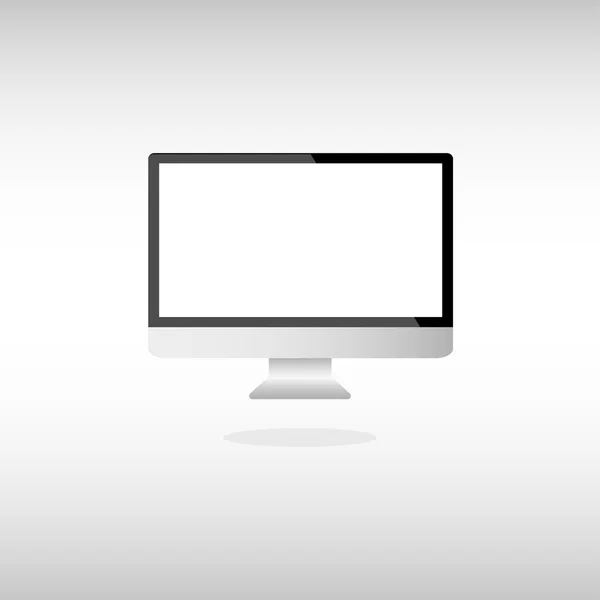 Computer mit heller Anzeige auf grauweißem Hintergrund — Stockvektor