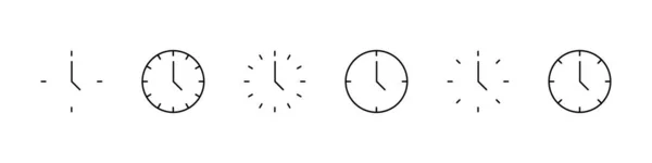 Collection Horloges Icônes Temporelles Collection Vectorielle Time Clock Heure Horloge — Image vectorielle