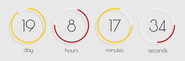 Sito Web Countdown Timer Orologio Digitale Modello Design Piatto Conteggio — Vettoriale Stock