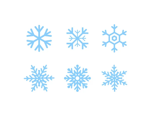 Snowflakes Collection Blue Snowflakes Isolated White Background Six Different Snow — Stock Vector