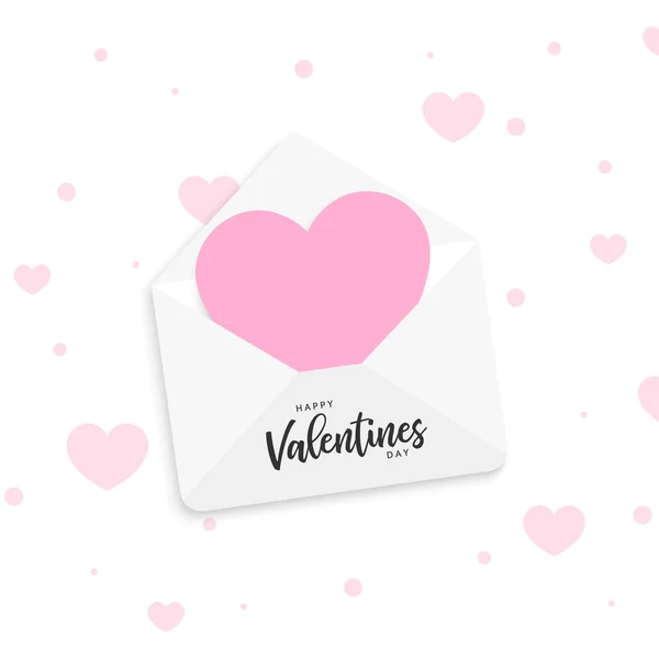 Carte Voeux Pour Saint Valentin Enveloppe Avec Cœur Texte Joyeuse — Image vectorielle