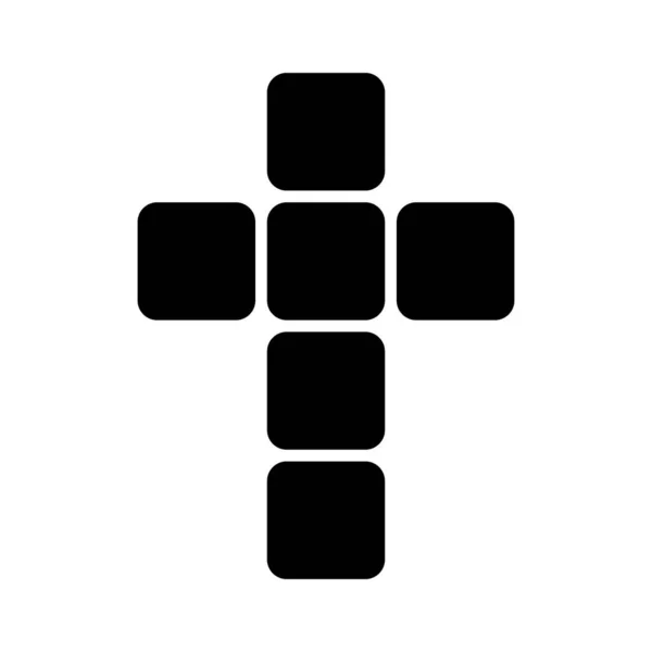Vector Cruz Icono Negro Icono Christian Cross Icono Vector Cruzado — Vector de stock