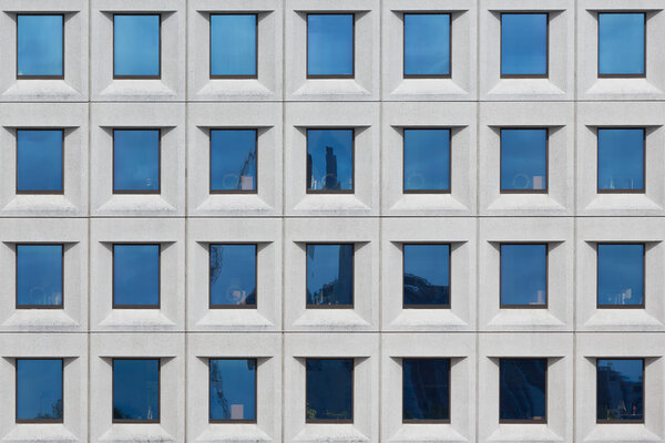 Windows of the Maersk office in Copenhagen on sunny day