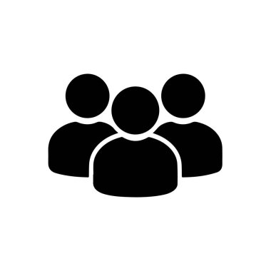 Takım çalışması, topluluk ve işbirliğini temsil eden üç kişilik bir grup simge, beyaz arka planda izole edilmiş